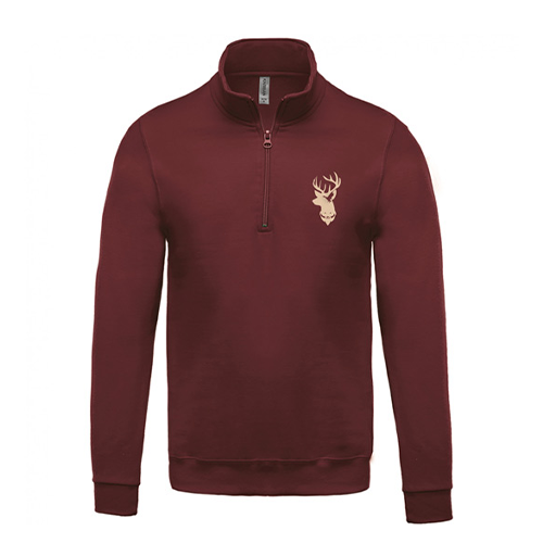 Vêtement de chasse | SWEAT COL ZIP VÊTEMENT DE CHASSE | WINE