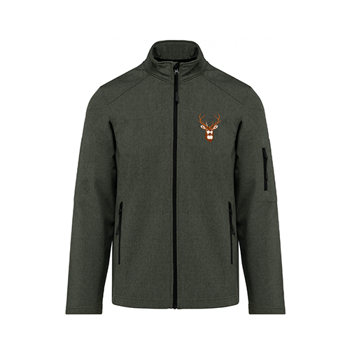 Vêtement de chasse |  - VESTE SOFTSHELL BRODÉE CERF | KAKI