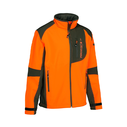 Vêtement de chasse | BLOUSON CHASSE SOFTSHELL | ORANGE ET KAKI